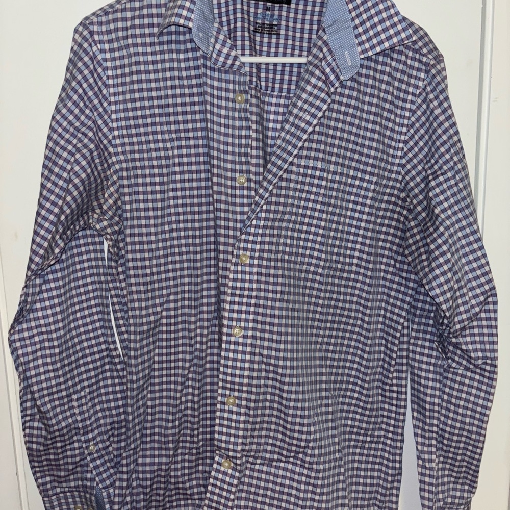 Van Heusen Purple, Blue, and White Checkered Shirt